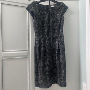Calvin Klein cap sleeve, graphic design dress, size 8, with belt